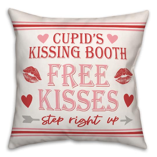 Cupid Kissing Booth Throw Pillow, 18" x 18"